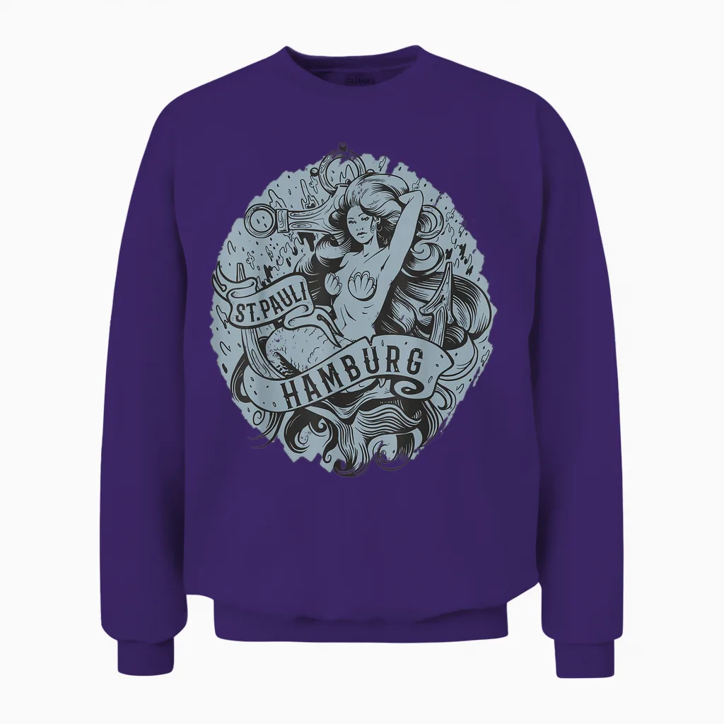 Hamburg St. Pauli Meerjungfrau Unisex Sweatshirt in Purple