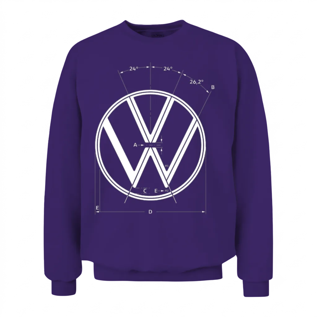 Volkswagen Blue Vw Logo as Construction Graphic Unisex Sweatshirt - Purple