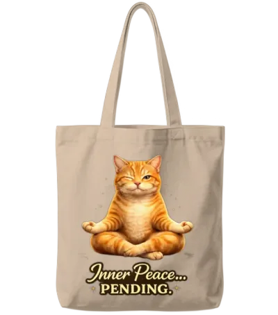 Zen Cat Inner Peace Pending Tote Bags - Natural