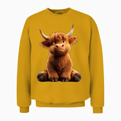 Kuh Highland Cow Hochlandrind Bauer Rind Bauernhof Süße Kühe Unisex Sweatshirt - Gold