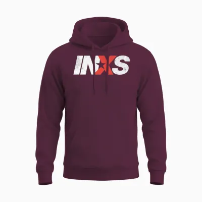 Inxs – Ew Logo Black Unisex Hoodie - Maroon