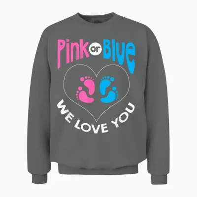 Gender Reveal Pink or Blue We Love You Babyparty Unisex Sweatshirt - Graphite Heather