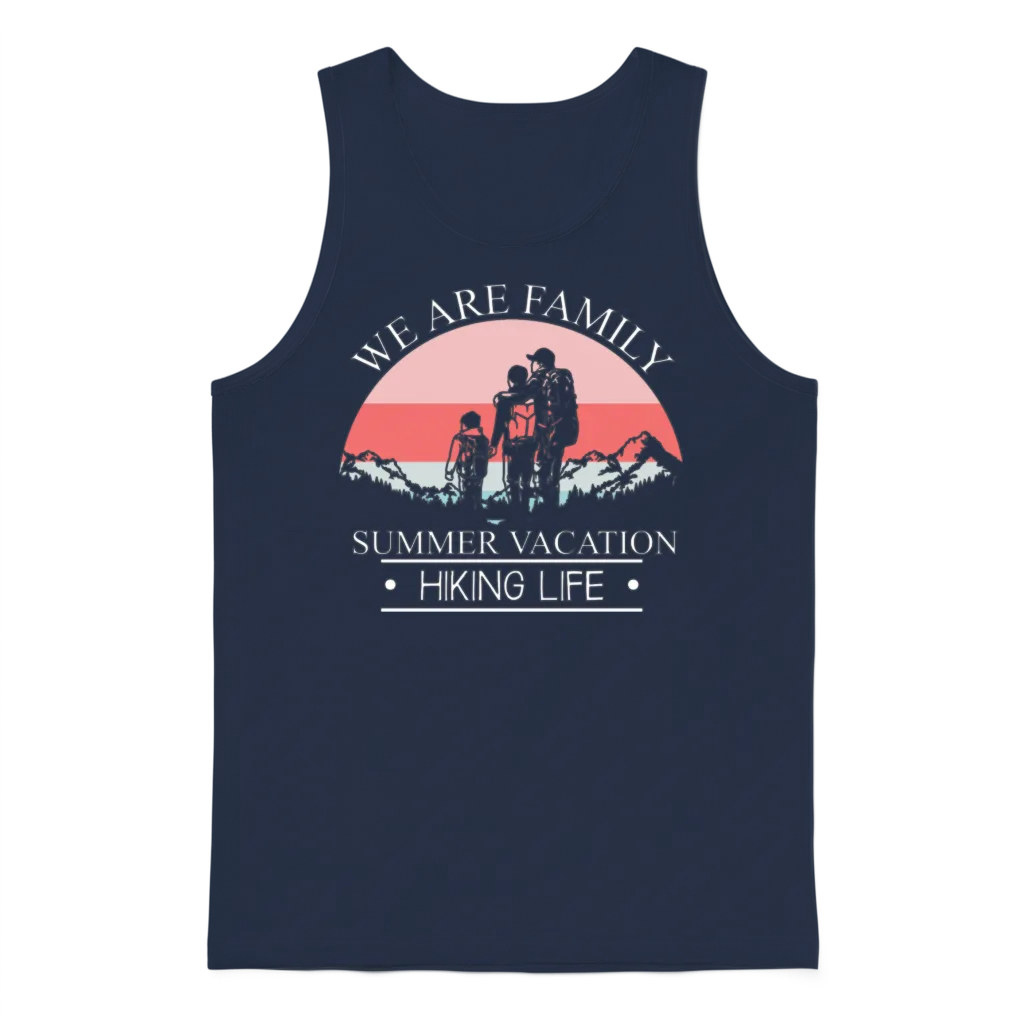 We Are Family Summer Vacation for Hiking Hiking Unisex Tank Top - Navy