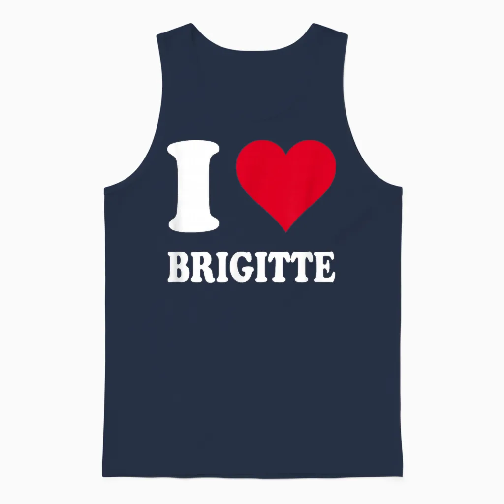 Cœur Rouge « I Love Brigitte » Unisex Tank Top in Navy