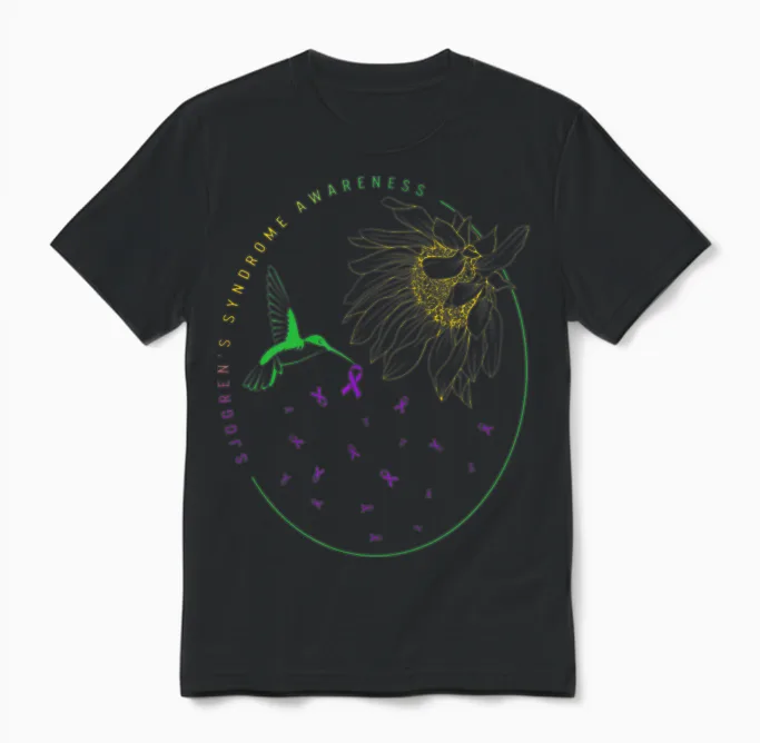 Sjögren's Syndrome Awareness Shirt, Hummingbird Unisex T-Shirt in Black