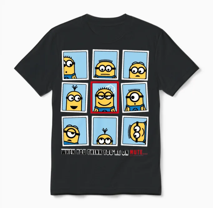 Minions Home Office Problems Unisex T-Shirt in Black