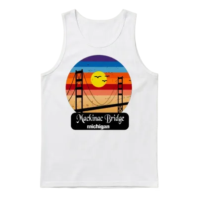 Mackinac Bridge- Retro Vintage Michigan Unisex Tank Top - White