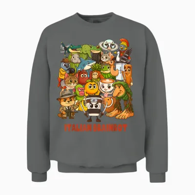 Italian Brainrot Meme Compilation Cute Comfortable Anime Style Unisex Sweatshirt - Graphite Heather