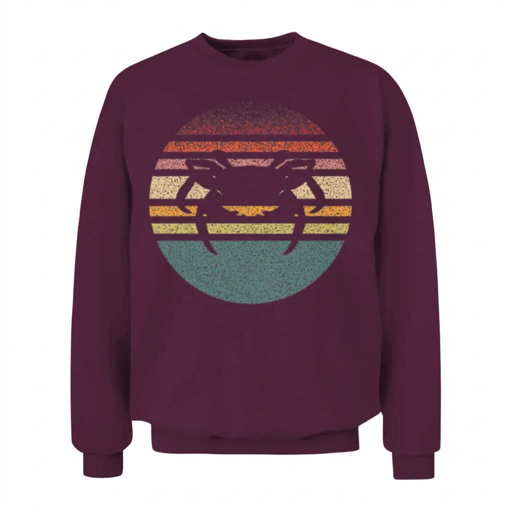 Crabbing Crab Retro Unisex Sweatshirt - Maroon