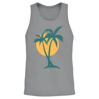 Retro Sunset Palm Tree — Summer & Beach Gift Unisex Tank Top - Sport Grey – 2