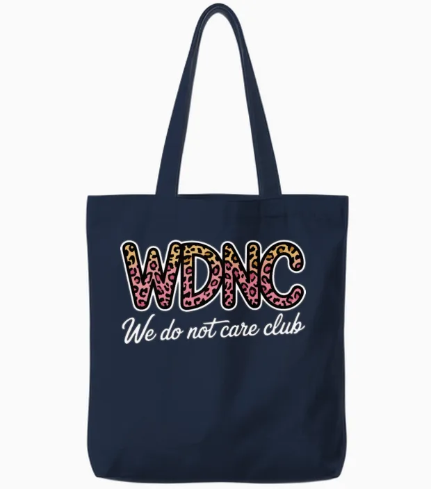 Wdnc We Do Not Care Club Leopard Funny Women Tote Bags in Navy