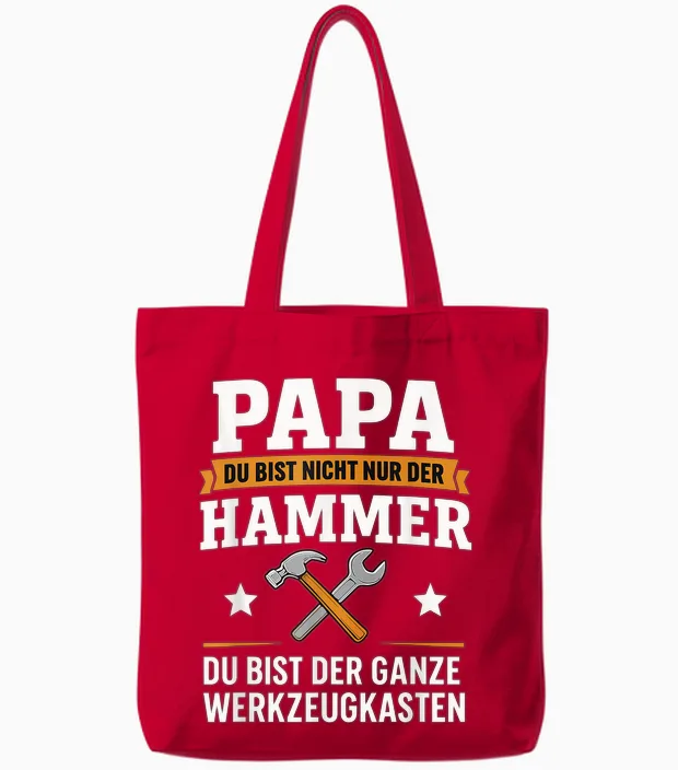 Papa Du Bist Der Hammer Ganze Werkzeugkasten Vatertag Tote Bags in Red