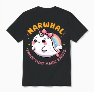 Narwhal Proof That Magic Exists Unisex T-Shirt - Black