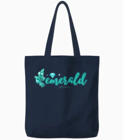 Emerald Gemstone Jewel Tote Bags - Navy