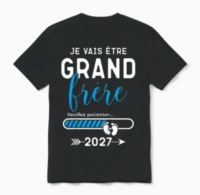 Enfant Futur Grand Frère 2027, Je Vais être Grand Frère 2027 Unisex T-Shirt - Black