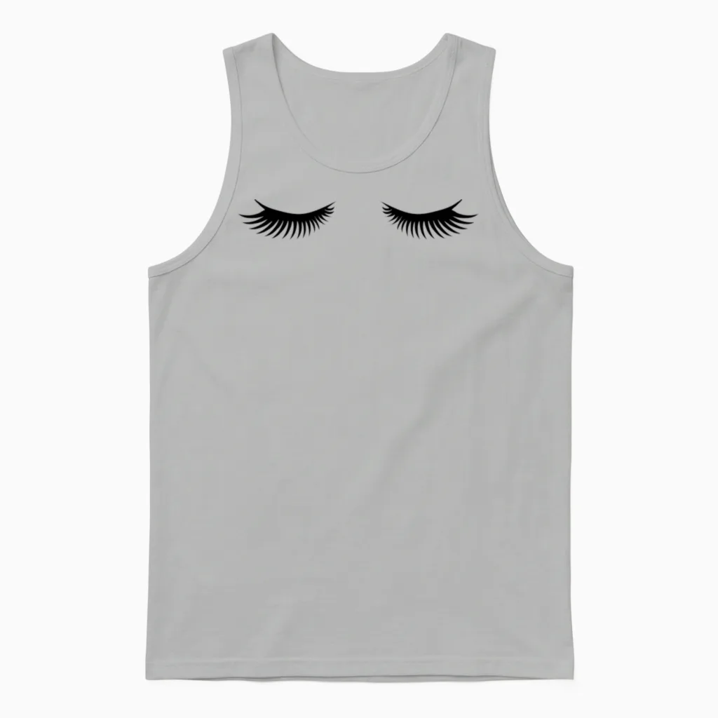 Eyelashes Mascara Funny Unisex Tank Top in Ash