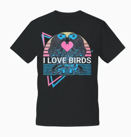 Cockatiel Parrot Retro Unisex T-Shirt - Black