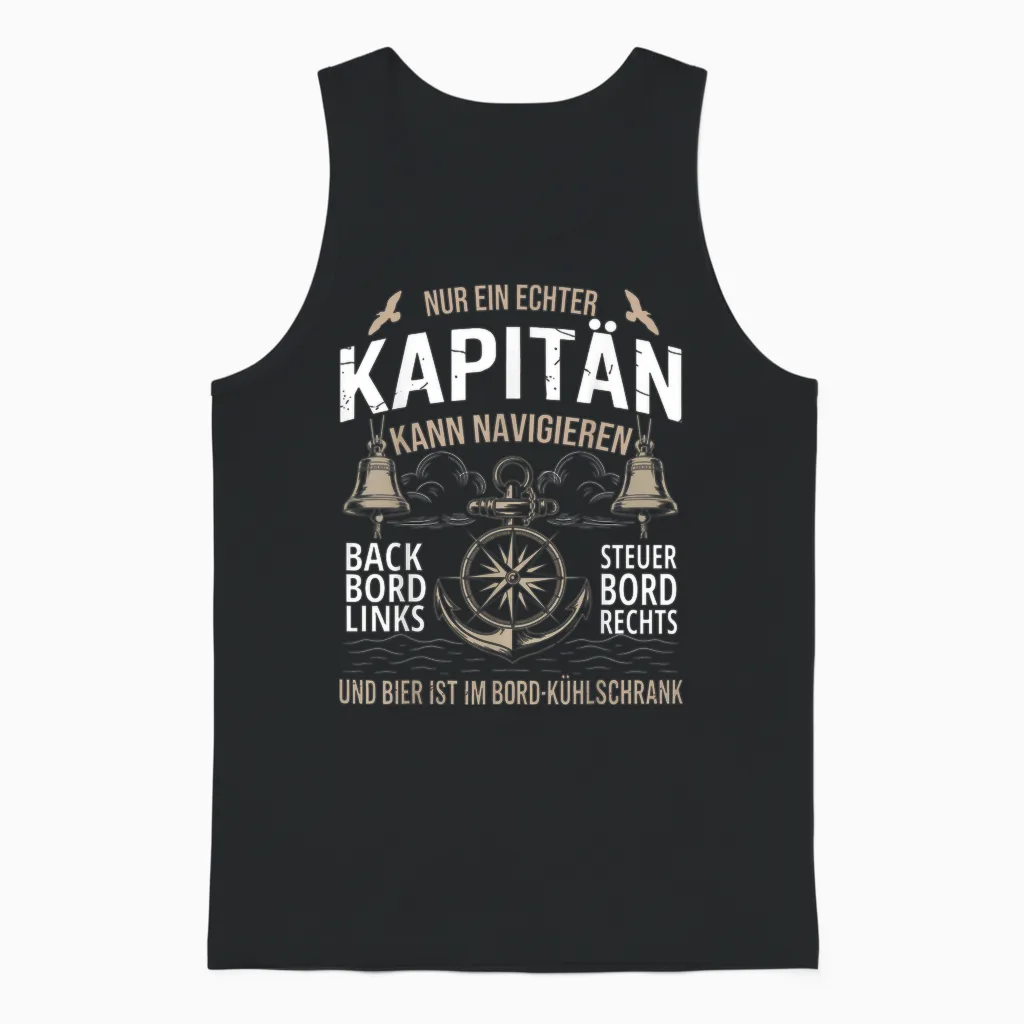 Funny Captain Navigation Gift Motor Boat Sailing Captain Unisex Tank Top in Black