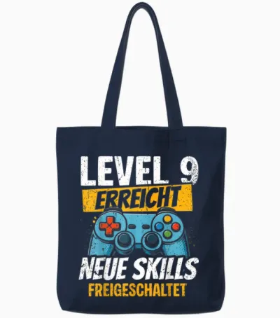 9. Geburtstag Jungen Video Gamer Level 9 Erreicht Tote Bags - Navy