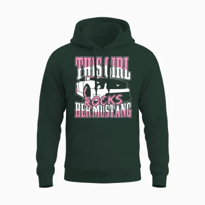 Mustang Lover - This Girl Rocks Her Mustang Unisex Hoodie - Forest