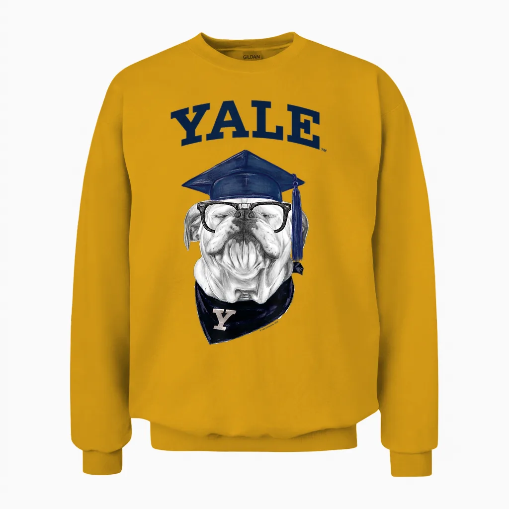 Yale University Smart Bulldog Handsome Dan Graduation Unisex Sweatshirt in Gold