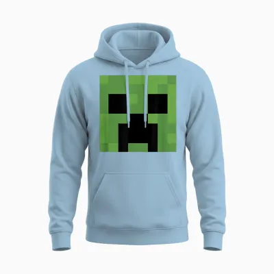 Minecraft Creeper Big Face Unisex Hoodie - Light Blue