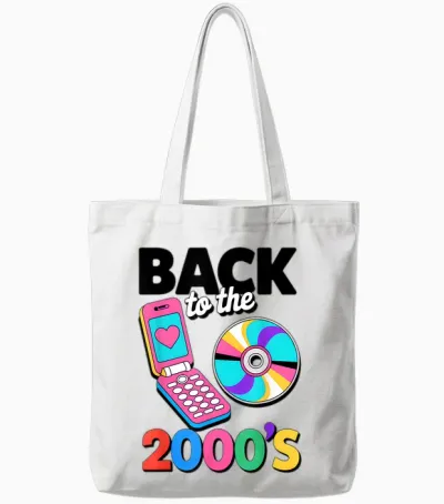 Back to the 2000s Retro Nostalgic Party Funny Tote Bags - White