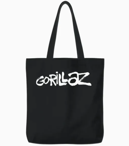 Gorillaz White Paint Brush Logo T-Shirt Small Tote Bags - Black