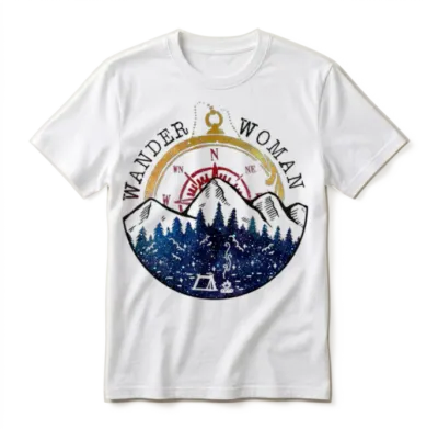 Wander Woman Compass Hiking Unisex T-Shirt - White