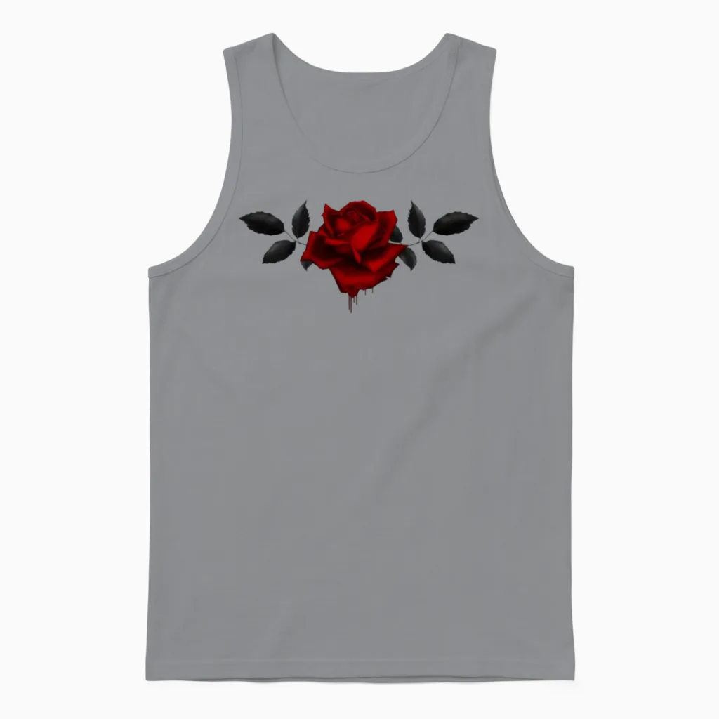 Gothic Rose Floral & Botanical Unisex Tank Top in Sport Grey