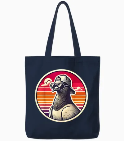 Vintage Sunset Cool Pigeon Retro for Bird Lovers T-Shirt, Blue, S Tote Bags - Navy