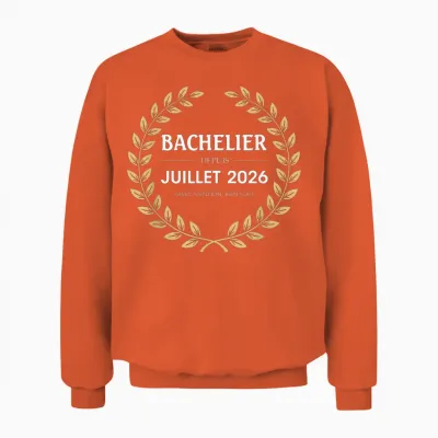 Bachelier 2026 Félicitations Réussite Bac Souvenir Garçon Unisex Sweatshirt - Orange