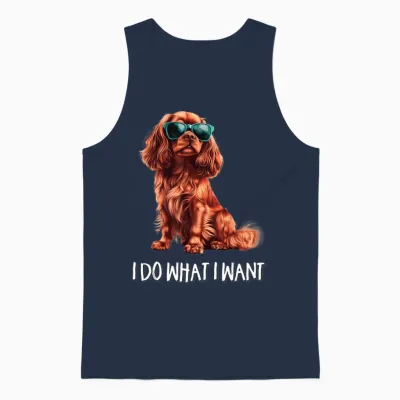 Ruby Cavalier King Charles Spaniel Long Sleeve, Black, S Unisex Tank Top - Navy