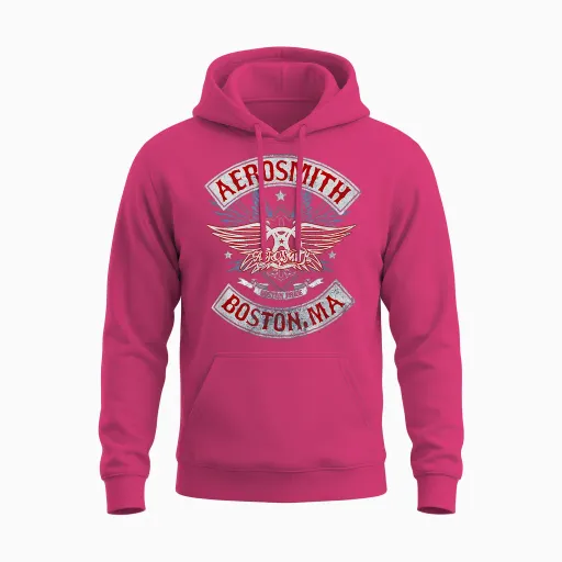 Aerosmith Boston Pride Rock Band Music Artwork T-Shirt, Blue, S Unisex Hoodie in Heliconia
