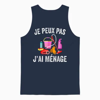 Je Peux Pas J'ai Ménage Clean Housewife T-Shirt, Black, S Unisex Tank Top - Navy