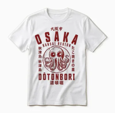 Osaka Dotonbori Japanese Takoyaki Octopus Japan T-Shirt, White, S Unisex T-Shirt - White