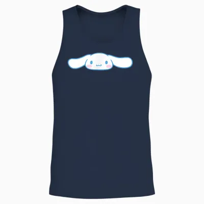 Cinnamoroll Front and Back Logo Unisex Tank Top - Navy