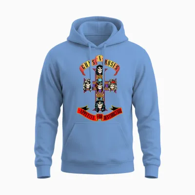 Kids Youth Guns N' Roses Official Cross Unisex Hoodie - Carolina Blue