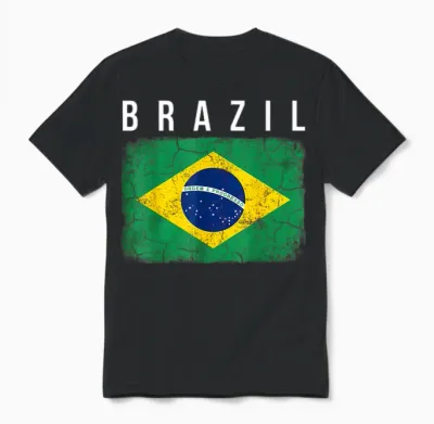 Vintage Used-Look Brasilien Flagge Unisex T-Shirt - Black