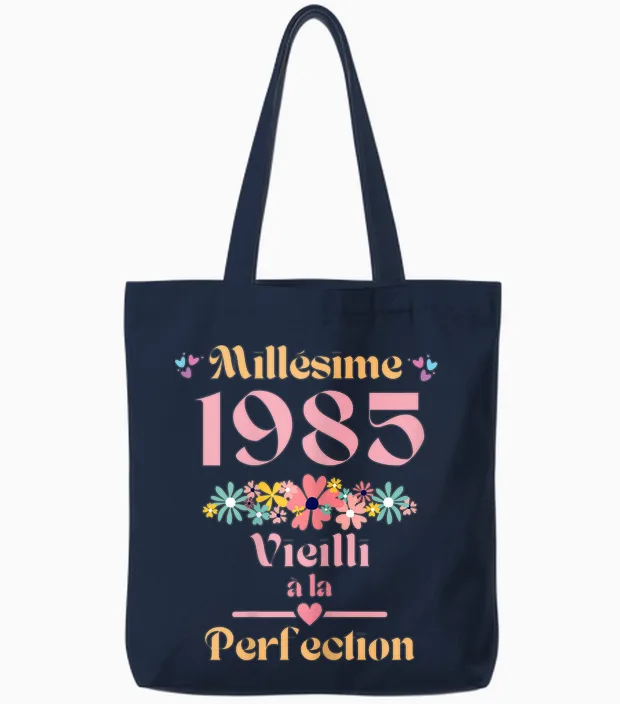 39 Ans Femme 1985 Idée Cadeau Anniversaire Drôle Humour Mama T-Shirt, Black, Female X-Small Tote Bags in Navy