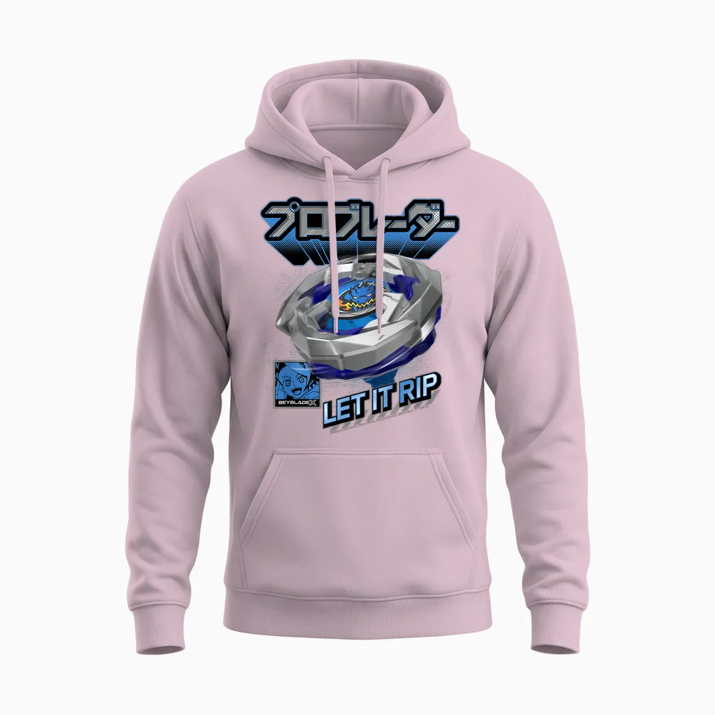 Beyblade X Pro Blader Jaxon Let It Rip Unisex Hoodie in Light Pink