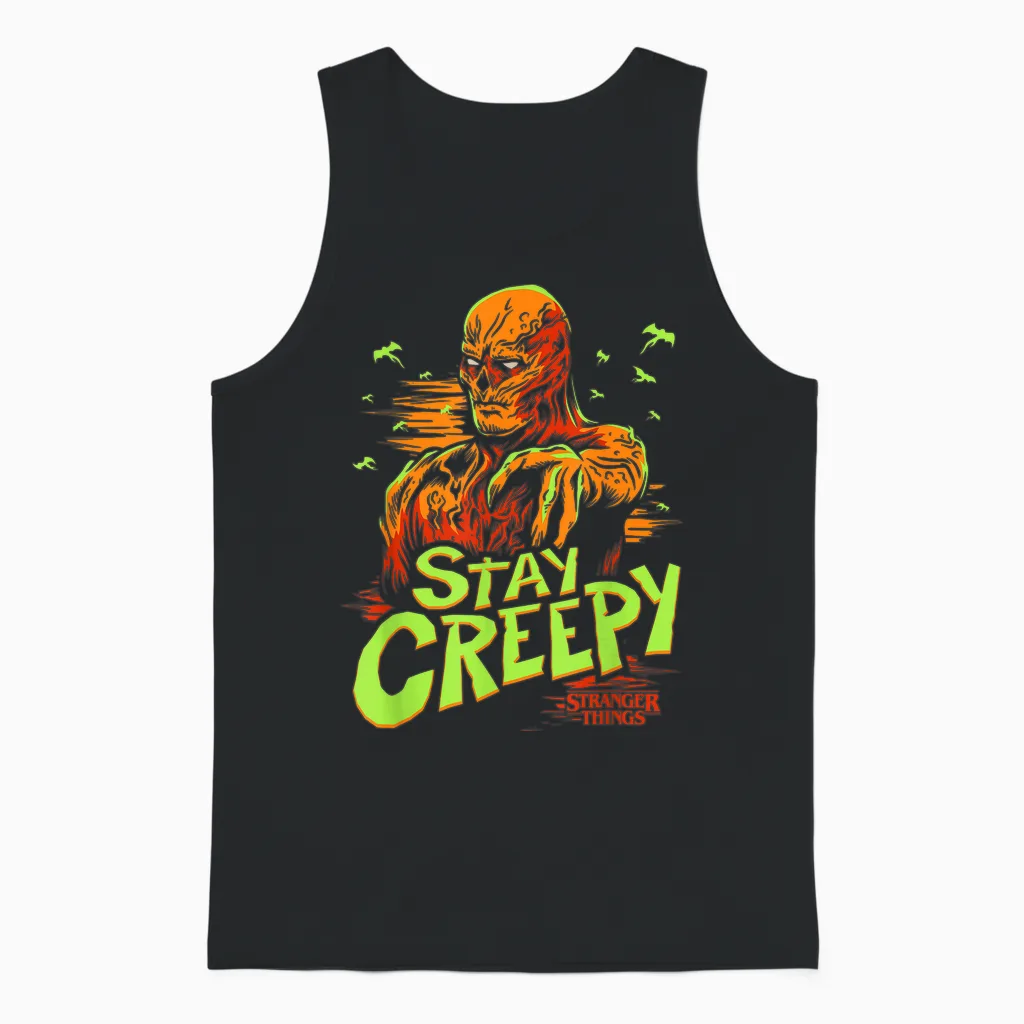 Stranger Things Vecna Stay Creepy Unisex Tank Top in Black