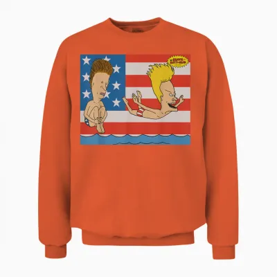 Beavis and Butt-Head Stars and Stripes Pool Day Unisex Sweatshirt - Orange