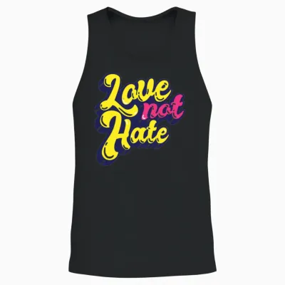 Love Not Hate Retro Unisex Tank Top - Black