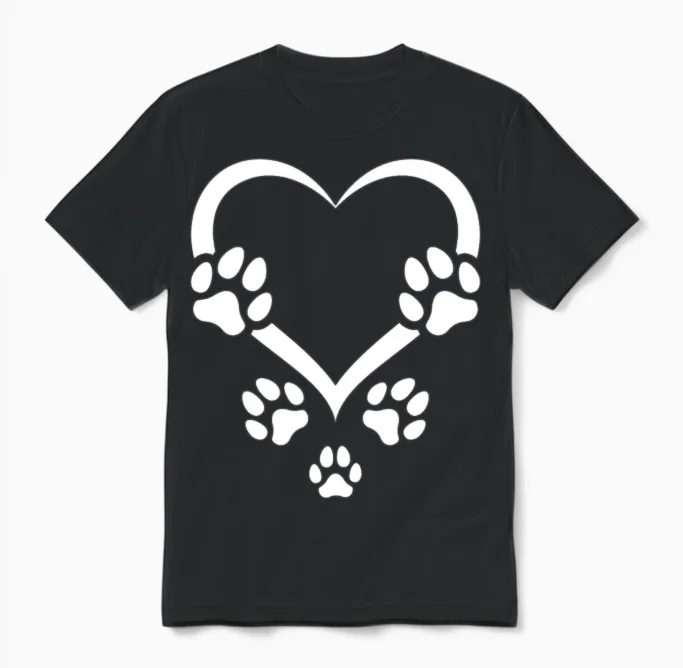 Dog Paw Heart Baby Dogs I Dog Paws Hearts Dog Paw Unisex T-Shirt in Black