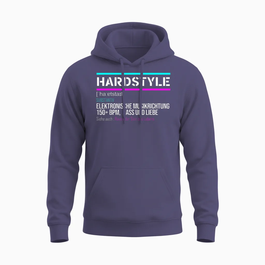 Hardstyle Rawstyle Definition Rave Festival Party Mit 150 Bpm Unisex Hoodie in Heather Sport Dark Navy