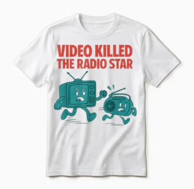 90er Jahre Nostalgie Video Killed the Radio Star Retro Y2k Grafik Unisex T-Shirt - White