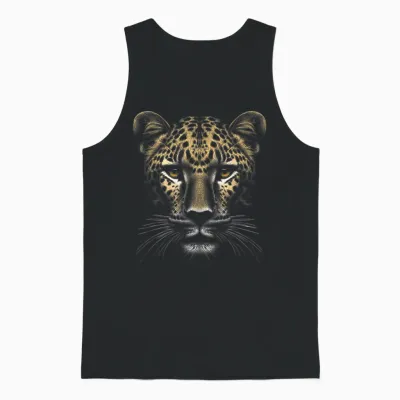 Leopard Head as Cool Portrait in Realistic Drawing Style T-Shirt, Black Unisex Tank Top - Black