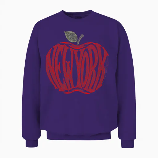 Pomme De New York Vintage - Big Red Fruit Red Fruit Word Art Nyc Unisex Sweatshirt in Purple