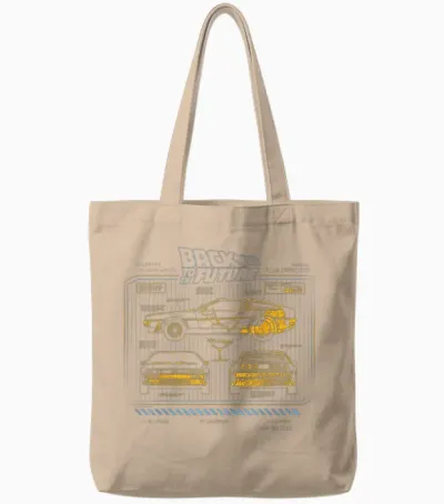 Delorean Schemes for the 35th Anniversary of Back to the Future Tote Bags - Natural